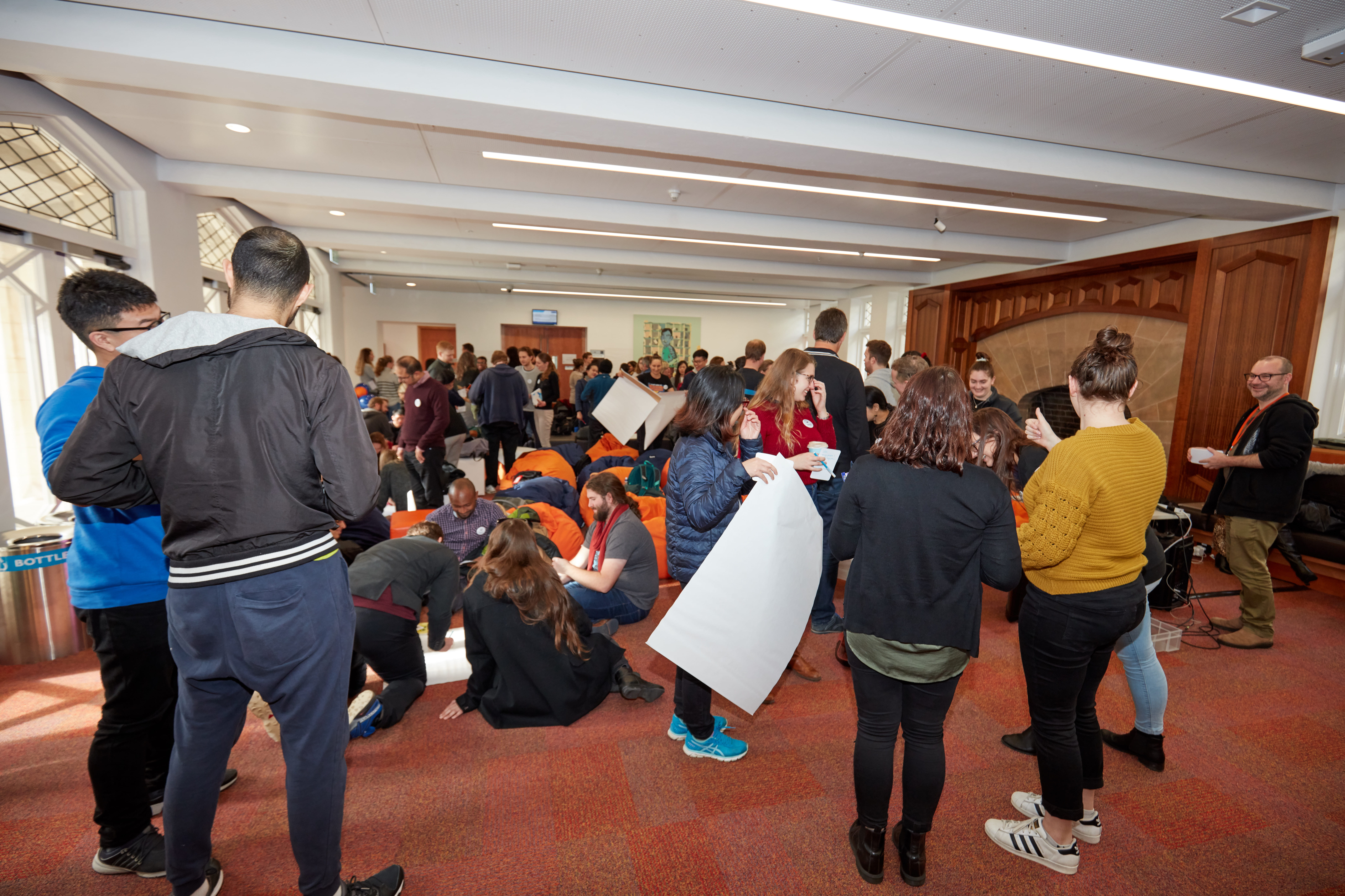 Photo taken at ResBaz 2019 of a interactive session similar to the planned HackyHour events.